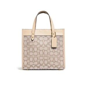 Coach Tote Bag Signature Jacquard Field 22 Strap Handles Leather Brand